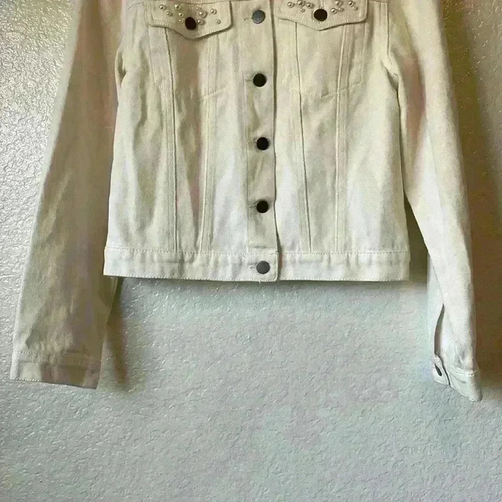 Untamed Petals Pearl Posy White Denim Jacket For Mrs. - Picture 11 of 14